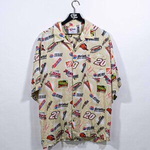 NASCAR Racetrack AOP Short Sleeve Button Shirt Chase Authentics XL Y2K Cars